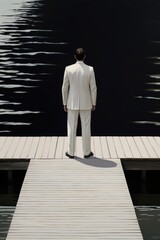Fictional Character Created By Generated AI.Inspiring Men's Fashion - White Suit