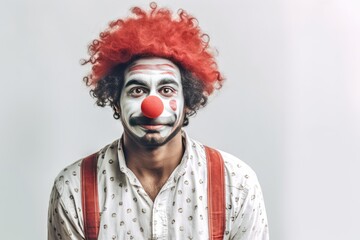 Fictional Character Created By Generated AI.The Clown with a Twin Personality