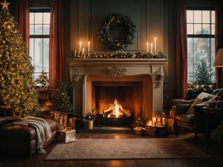 Cozy Holiday Hearth: Festive Christmas Decor in a Warm Living Room
