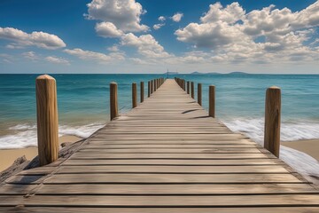wooden pier in the tropical sea.wooden pier in the tropical sea.empty wooden jetty on the sea coast