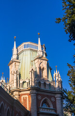 Moscow, Russia - 08.07.2023 - Shot of the Tsaritsyno Museum-Reserve castle. Landmark
