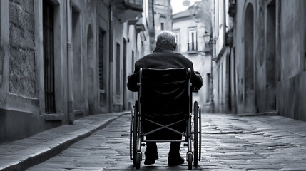 Obraz premium The Aging Plight. The Lonely Walk. The Forgotten Generation. AI Generated