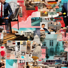 Business people collage repeat pattern modern abstract