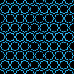 Seamless geometric pattern design illustration. In blue  black colors. Vector illustration