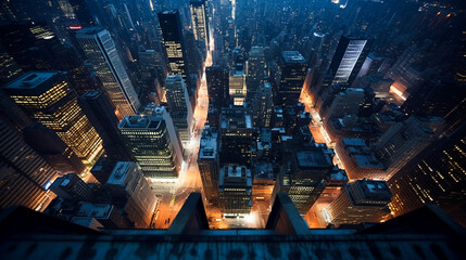 Obraz premium Urban Heights. City in Lights. AI Generated