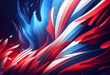 Abstract illustration of flag red blue and white colors .