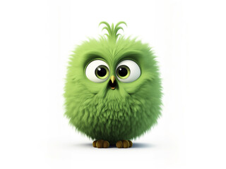 Patel's Green, Fluffy, Unreal, Big-Eyed Cartoon Owl