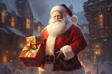 Santa claus with Christmas gifts