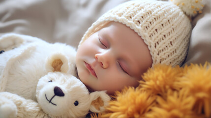 Close-up portrait of a newborn sleeping baby