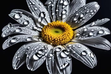 Foto auf Acrylglas daisy flower on black backgrounddaisy flower on black backgroundbeautiful flowers on black background © Shubham