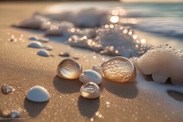 beautiful sea shells on the beachwhite pebbles on sandy beach.beautiful sea shells on the beach