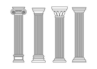Classic carved architectural pillars line art