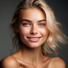 Fototapeta premium Portrait of beautiful young woman with long healthy hair