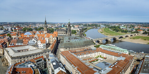 Fototapeta na wymiar Panoramic view over the rooftops of Dresden, Saxony Germany