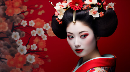 Japanese Geisha , Cultural photo of a Japanese Lady. Ai generative.