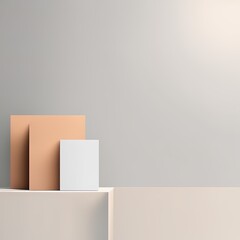 abstract minimal scene with podium, podium for product presentation abstract minimal scene with podium, podium for product presentation mockup of blank white paper, 3d podium, product display. 3d rend