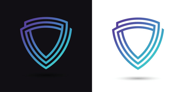 shield logo security icon simple abstract blue purple business symbol of  protection safe secure guard vector design element