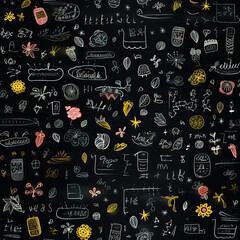 Chalk doodles colorful abstract repeat pattern