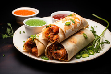 Indian Veg Spring Roll OR Wrap also known as Franky or chapati roll