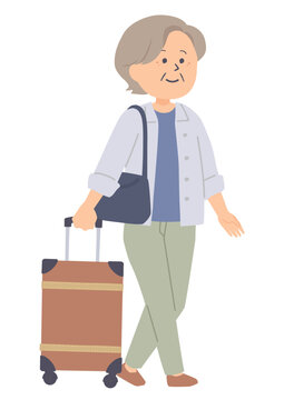 recommend clip art: 一人旅をするシニア女性のイラスト