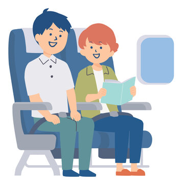recommend clip art: 飛行機の座席に座るカップルのイラスト