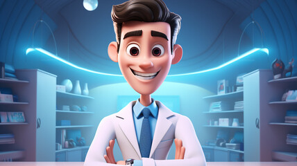 Doctor smile and smart.Cartoon cute.