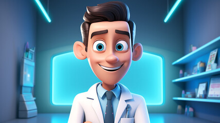 Doctor smile and smart.Cartoon cute.