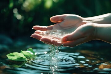 holding water in cupped hands