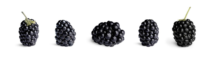Tasty ripe blackberry isolated on white, collage