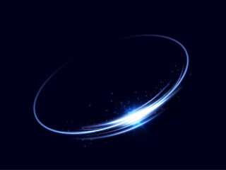 
Glowing blue spiral. Circle abstract lines effect. Rotating shiny rings. Glowing circular lines. Glowing ring trail. Vector.