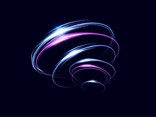 
Glowing spiral. Abstract circle lines effect. Rotating shiny rings. Glowing circular lines. Glowing ring trail.Vector.