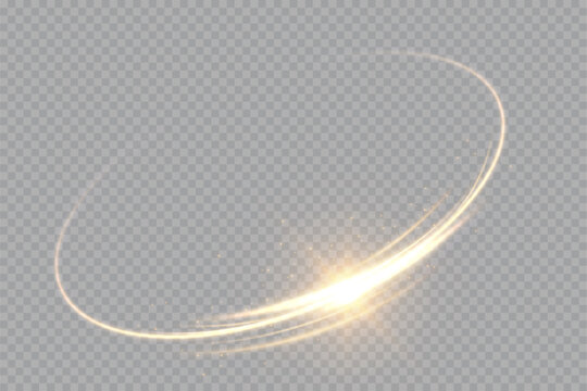 
Glowing golden spiral. Speed ​​abstract lines effect. Rotating shiny rings. Glowing circular lines. Glowing ring trail. Vector.