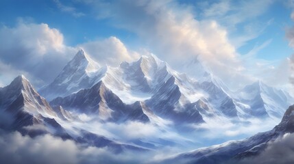 Obraz premium Mountain Landscape with Cloudy Sky majestic mountain sky background with clouds Sky Background Majestic Cloudy Mountain View AI Generative