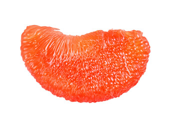 Sliced red pomelo isolated on white background.