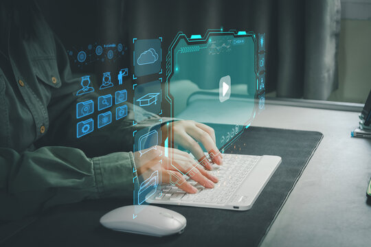 Online learning webinars, Online learning video tutorials, Online education concepts. Video Tutorial Education, Web based learning. technology education, online seminar meeting. Educational ideas.