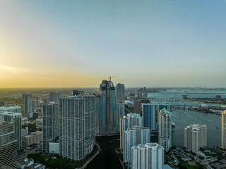 Skyline of luxury high rise apartments on South Beach in Miami, Florida.