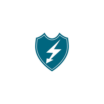 Lightning and shield icon isolated on transparent background