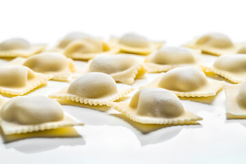Fototapeta na wymiar Fresh Ravioli pasta isolated on white background