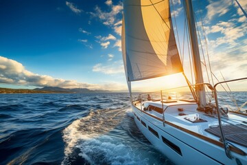 Luxury yacht sailing trip. Generate AI
