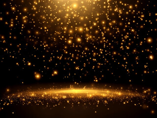 golden dust particles on black background