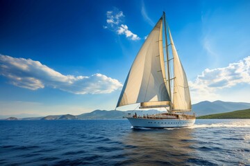 Luxury yacht sailing. Generate AI - obrazy, fototapety, plakaty