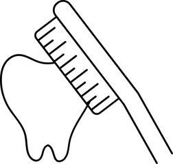 Toothbrush Icon In Black Line Art.