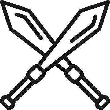 recommend clip art: Black Line Art Illustration of Cross Sword Icon.