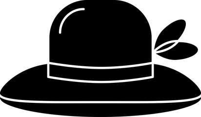 Female Hat Icon In Glyph Style.