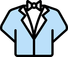 Tuxedo Suit Icon In Blue And White Color.