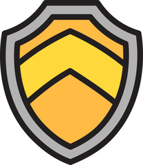 Flat Style Shield Icon in Yellow and Gray color.