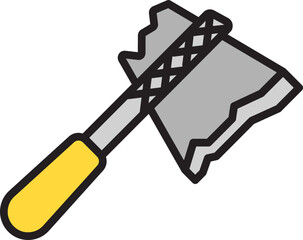 Isolated Axe Icon in Yellow and Gray color.