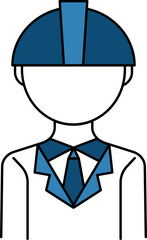 Engineer Man Icon In Blue And White Color.