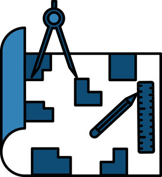 Illustration of Blueprint Icon In Flat Style.