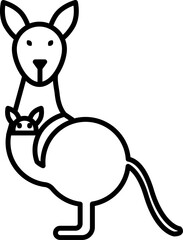 Line art illustration of Kangaroo icon.